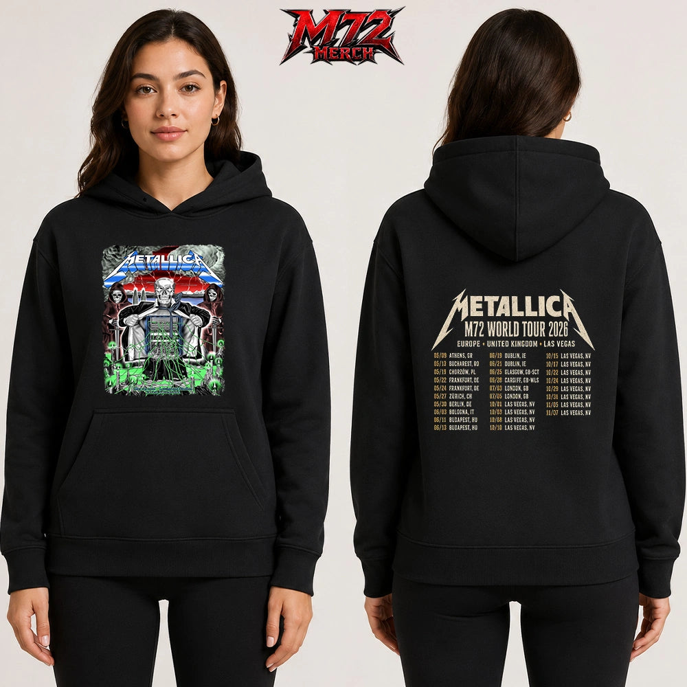 Metallica M72 World Tour May 27 2026 At Stadion Letzigrund Zurich Switzerland Mummy Dagger Eye By Luca Schenardi Two Sided Hoodie
